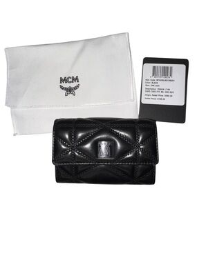 MCM Black Quilted Leather Travis Card Holder NWT